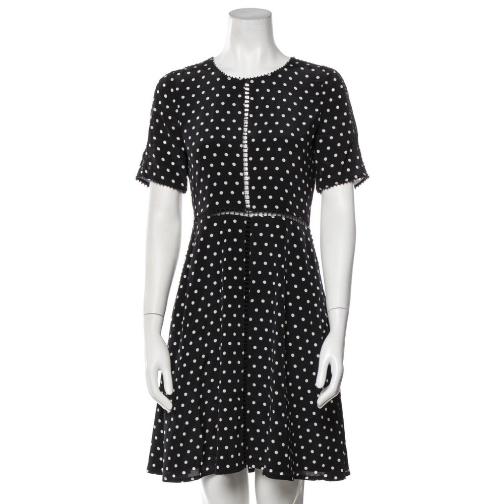 The Kooples 100% Silk Cut Out Dot Dress M Black & White